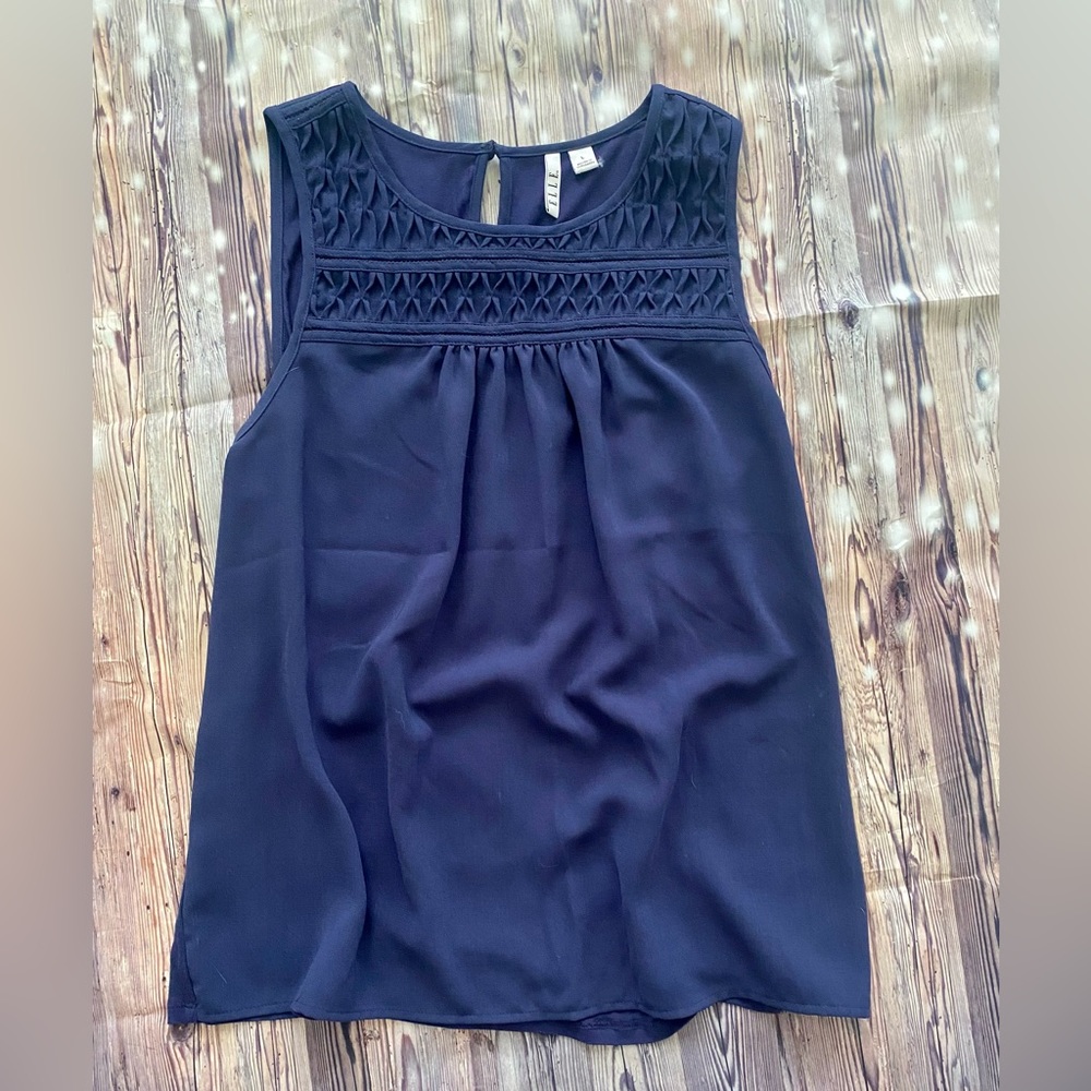 Mixed Media Navy Dressy Tank